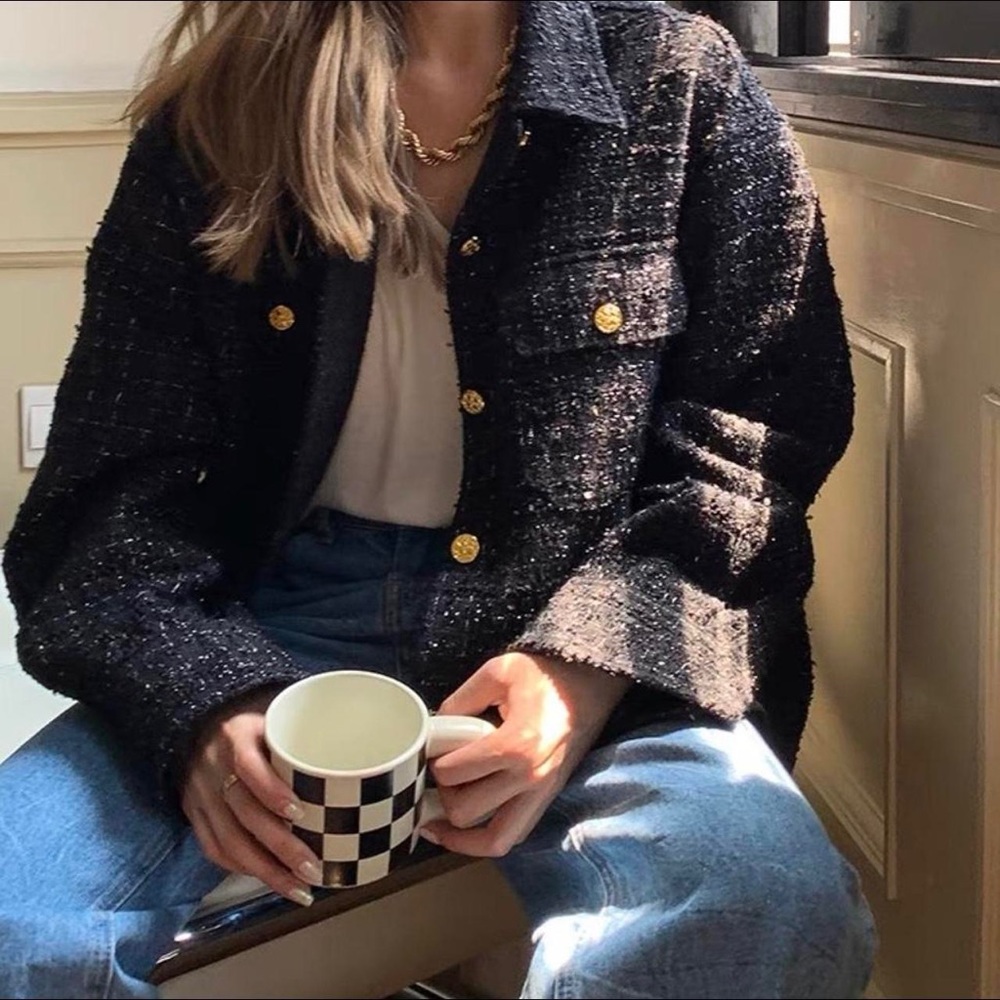 black Blazer Jacket Coat with Gold and Silver Details decos 🖤✨